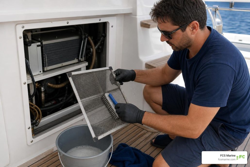 marine AC filter cleaning